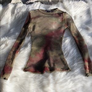 Fish Net shirt, dark green and Burgundy